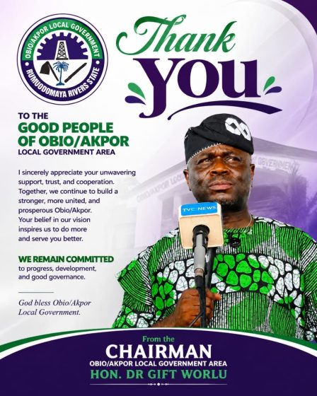 APPRECIATION MESSAGE FROM THE CHAIRMAN OF OBIO/AKPOR LOCAL GOVERNMENT AREA